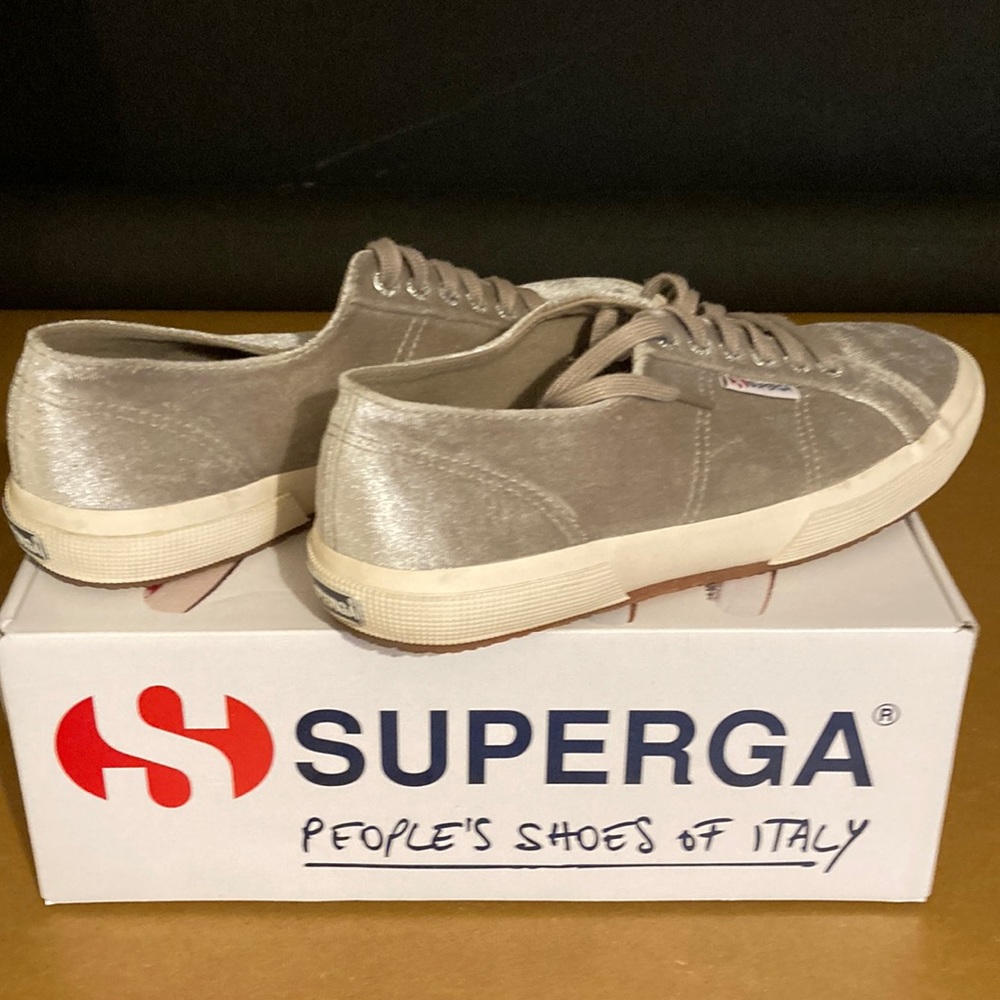 Superga velvet silver grey sneakers size 41